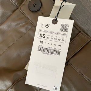 Zara faux leather brown pants xs